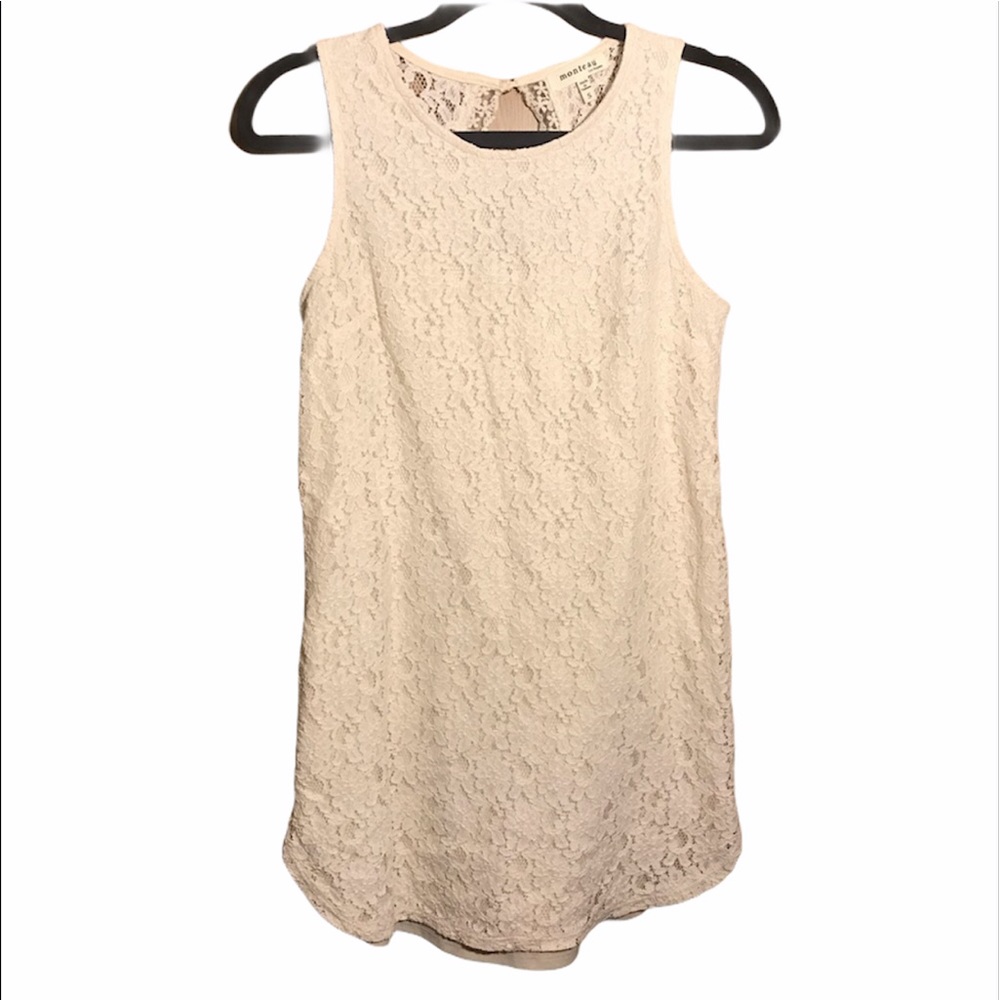 Monteau off white cream lace mini dress SZ small